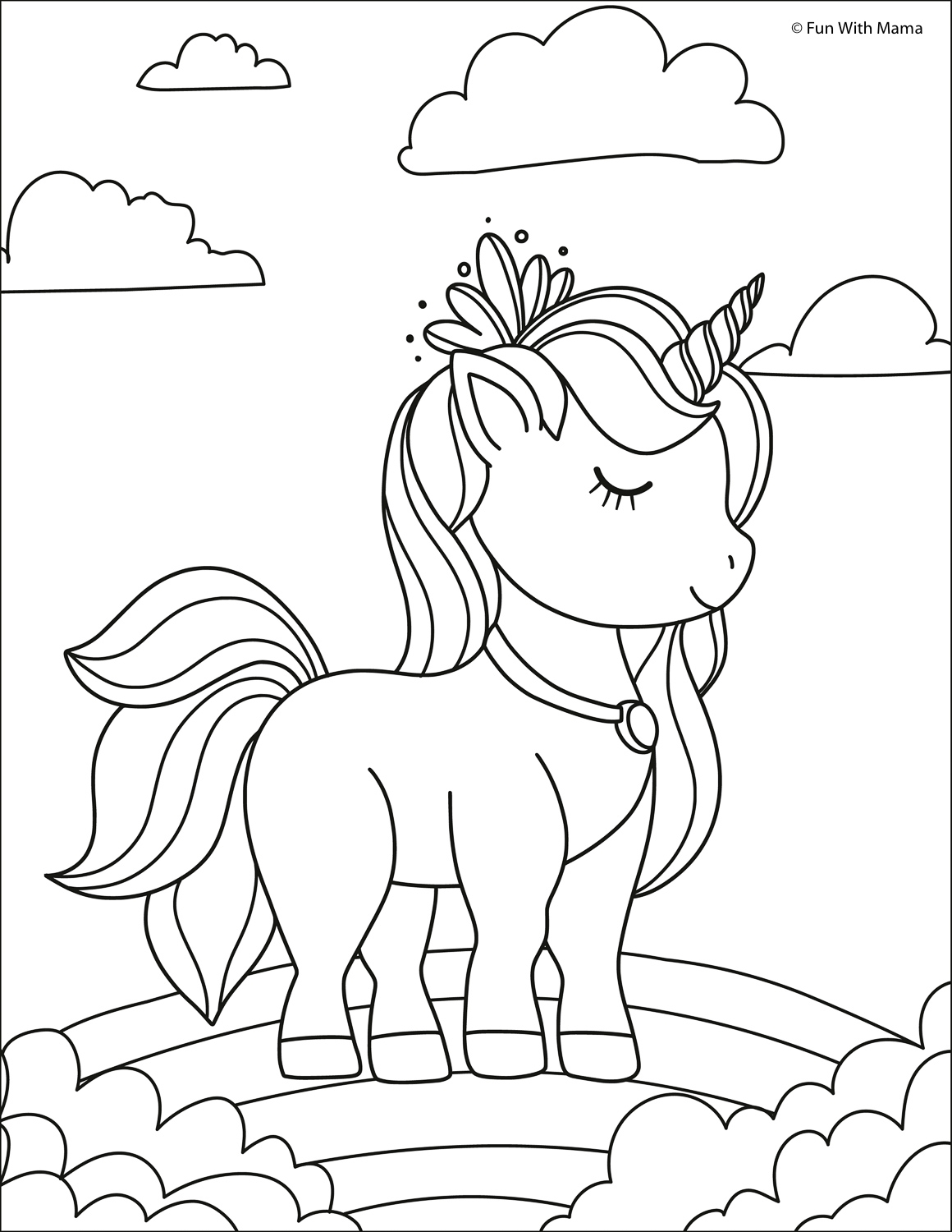free unicorn coloring pages for preschoolers