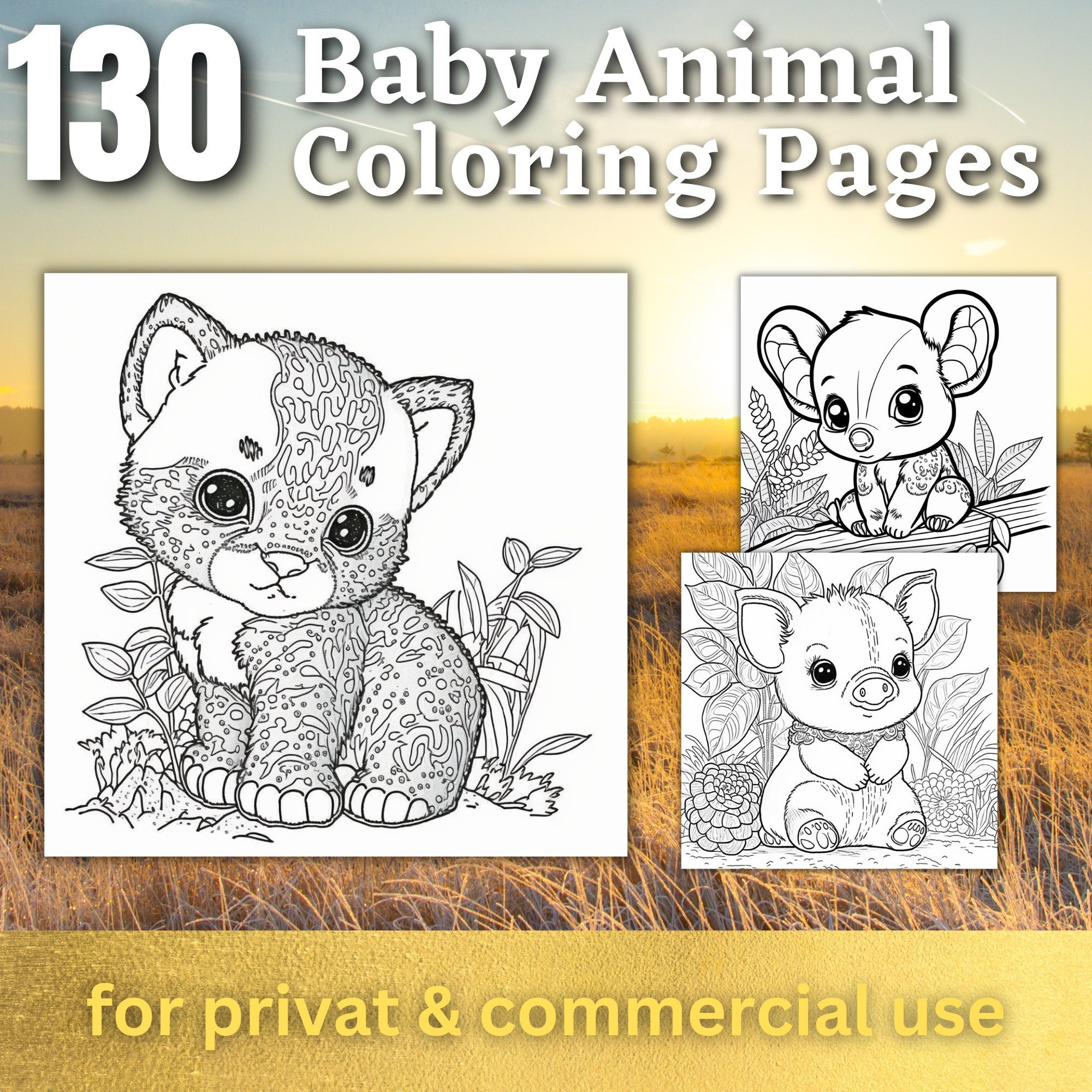 130 Baby Animal Coloring Pages Printable Coloring Book Cute Coloring Pages For Kids Printable Digital Coloring Digital Download Etsy