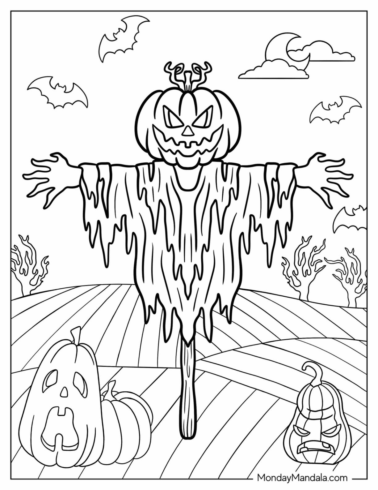 preschool scarecrow coloring page