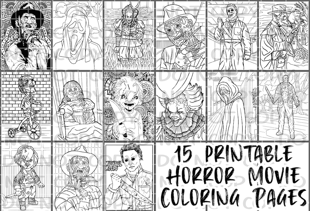 15 Printable Horror Movie Coloring Pages Etsy