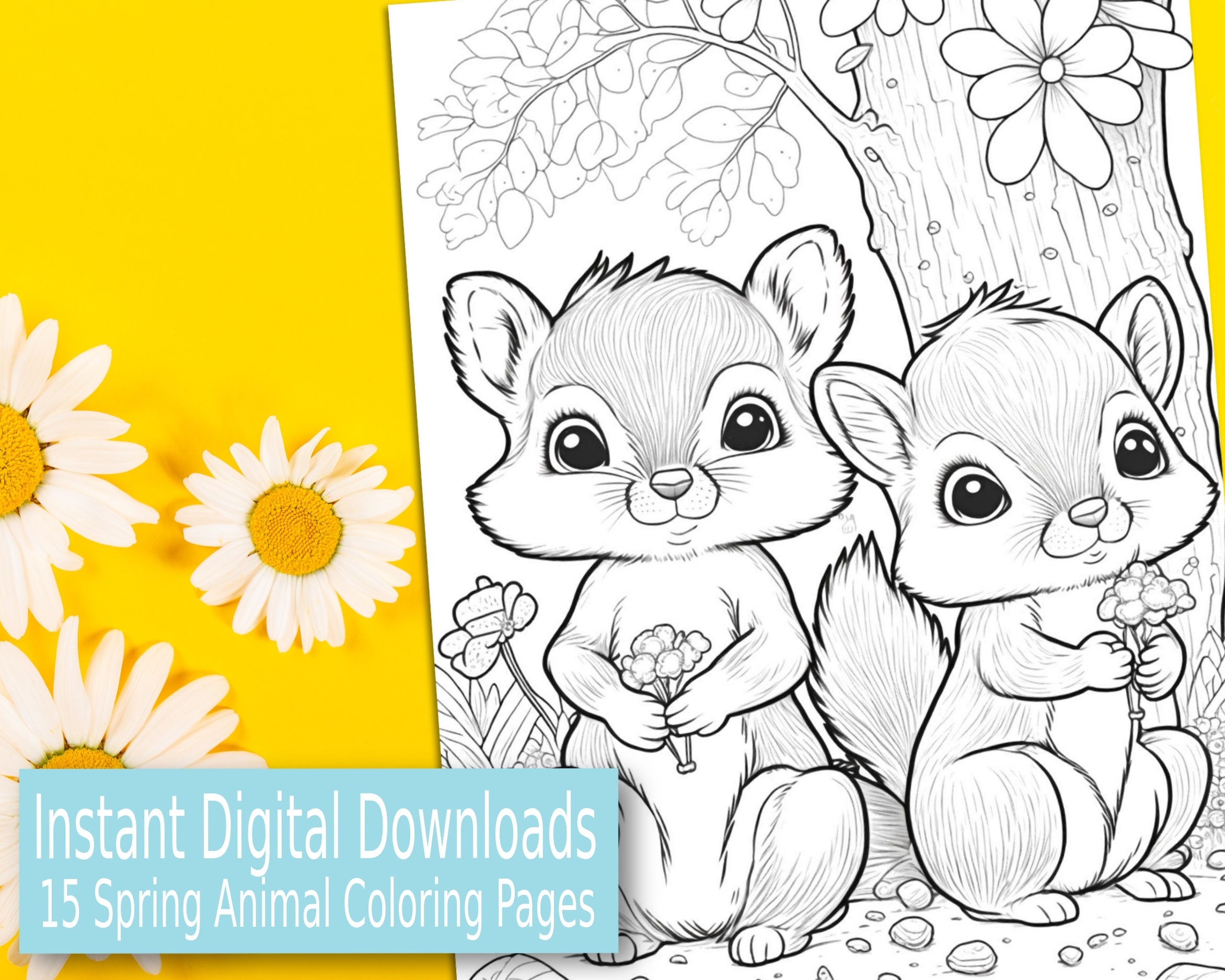 15 Spring time Animal Coloring Pages For Kids Etsy