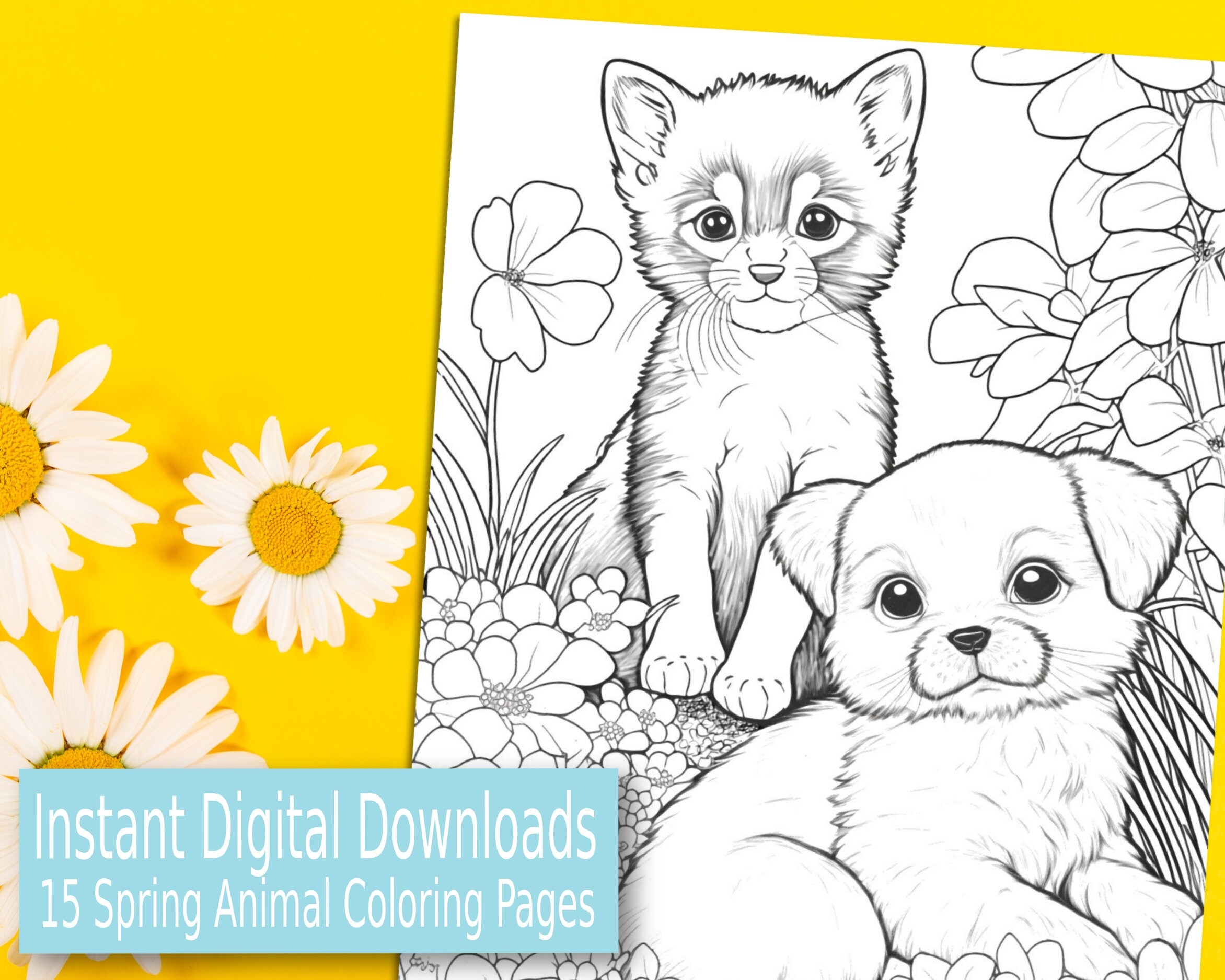 15 Spring time Animal Coloring Pages For Kids Etsy