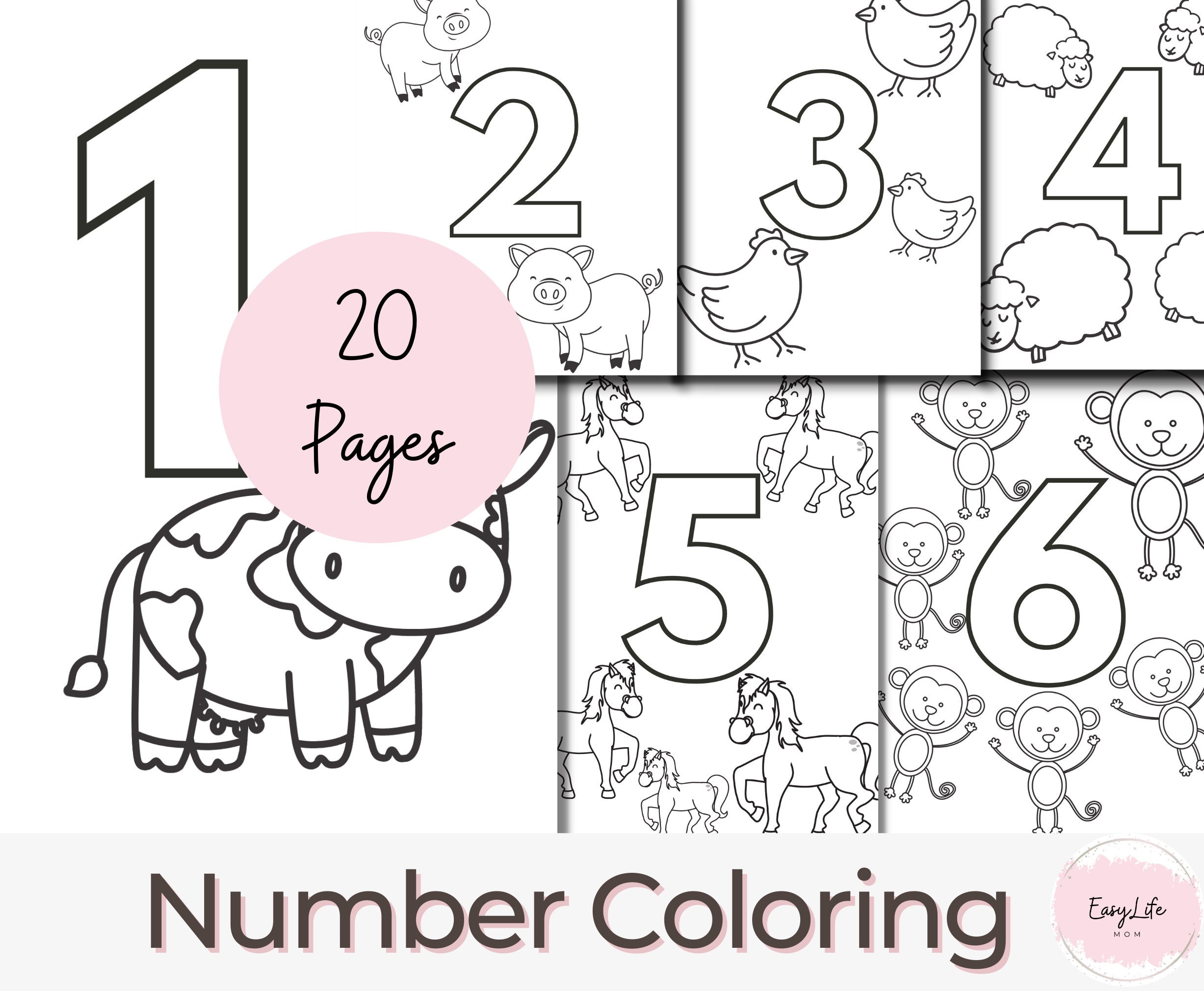 20 Printable Number Coloring Pages Preschool Learning PDF Etsy Ireland