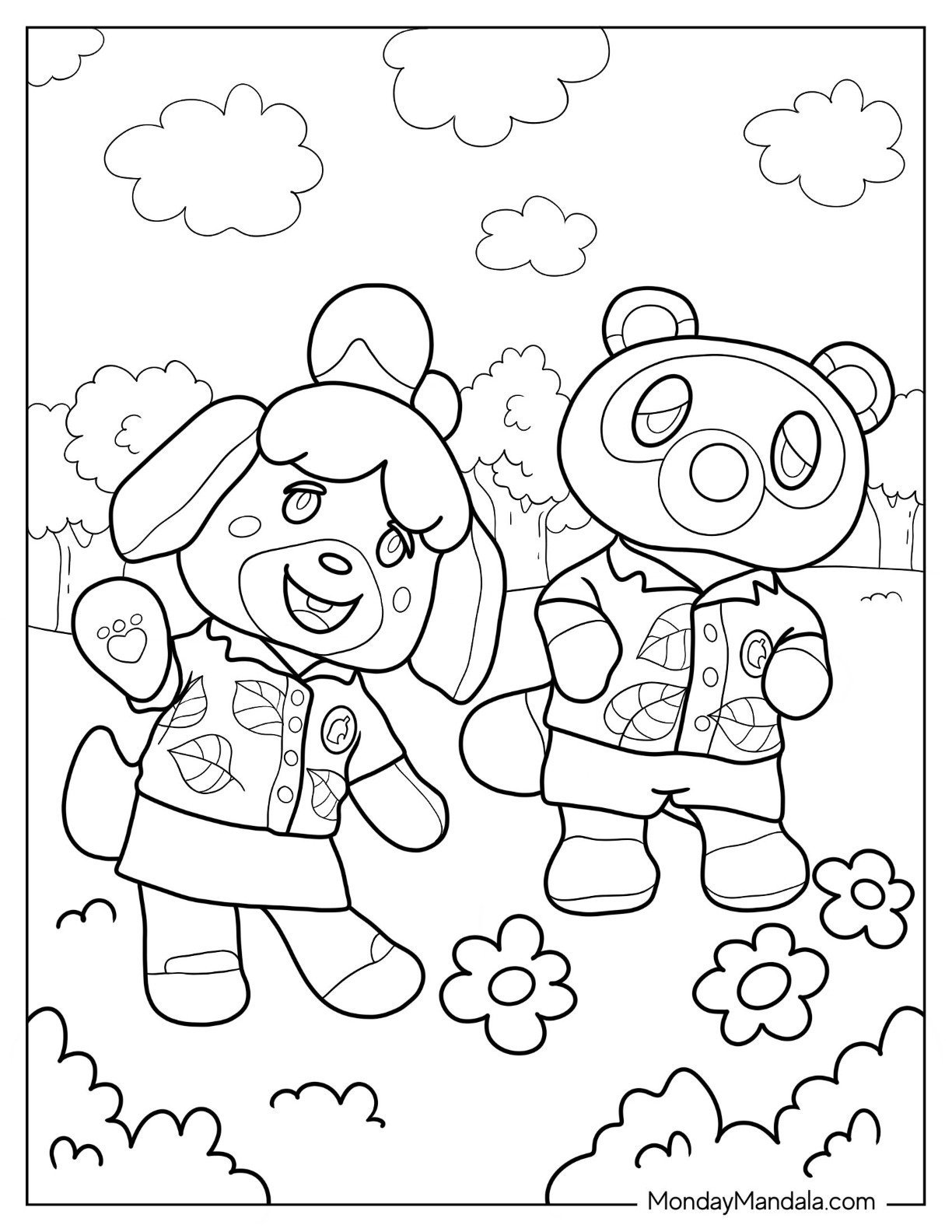 animal crossing new horizons coloring pages