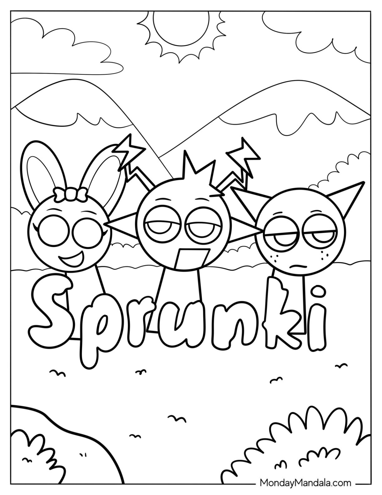 mr black sprunki coloring page