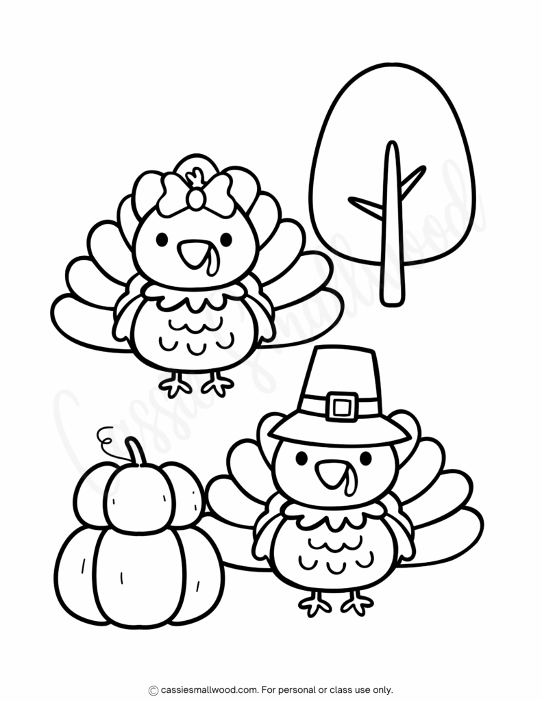 24 CUTE Turkey Coloring Pages Cassie Smallwood