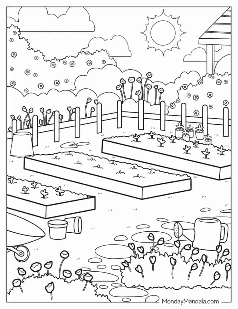 24 Garden Coloring Pages Free PDF Printables 