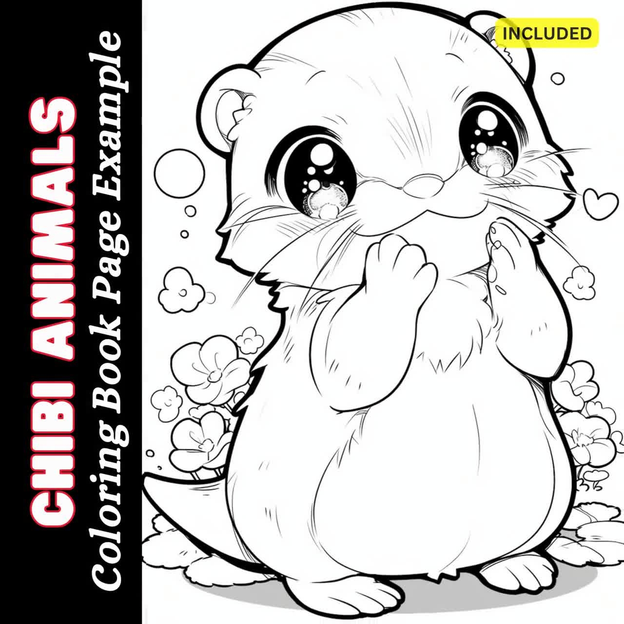 25 Chibi Animals Coloring Book Pages Therapeutic Reflective Calming Mindfulness Digital Art Instant Download Commercial Use Etsy