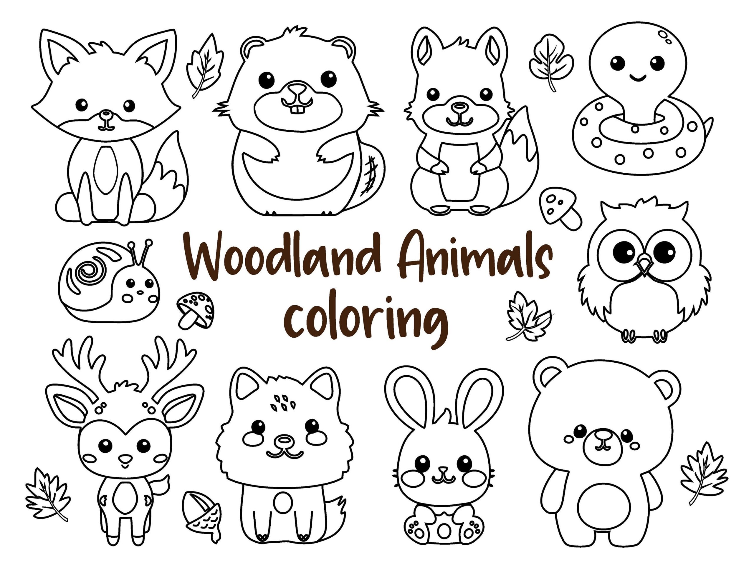 25 Woodland Coloring Pages For Kids Kids Party Games Commercial Use Instant Download Etsy UK
