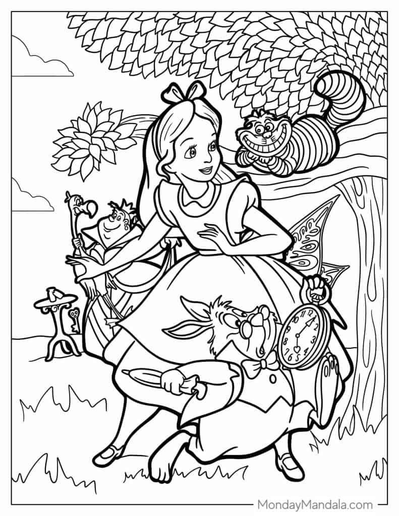26 Alice In Wonderland Coloring Pages Free PDF Printables 