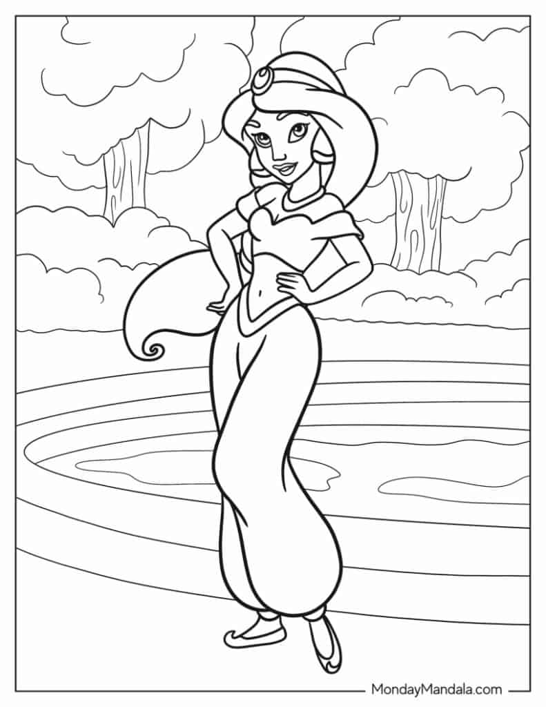 30 Aladdin Jasmine Coloring Pages Free PDF Printables