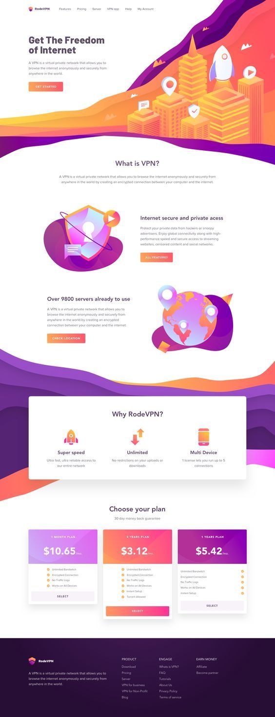 colorful web design landing page inspiration