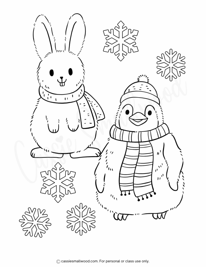 30 CUTE Winter Coloring Pages FREE Printables Cassie Smallwood