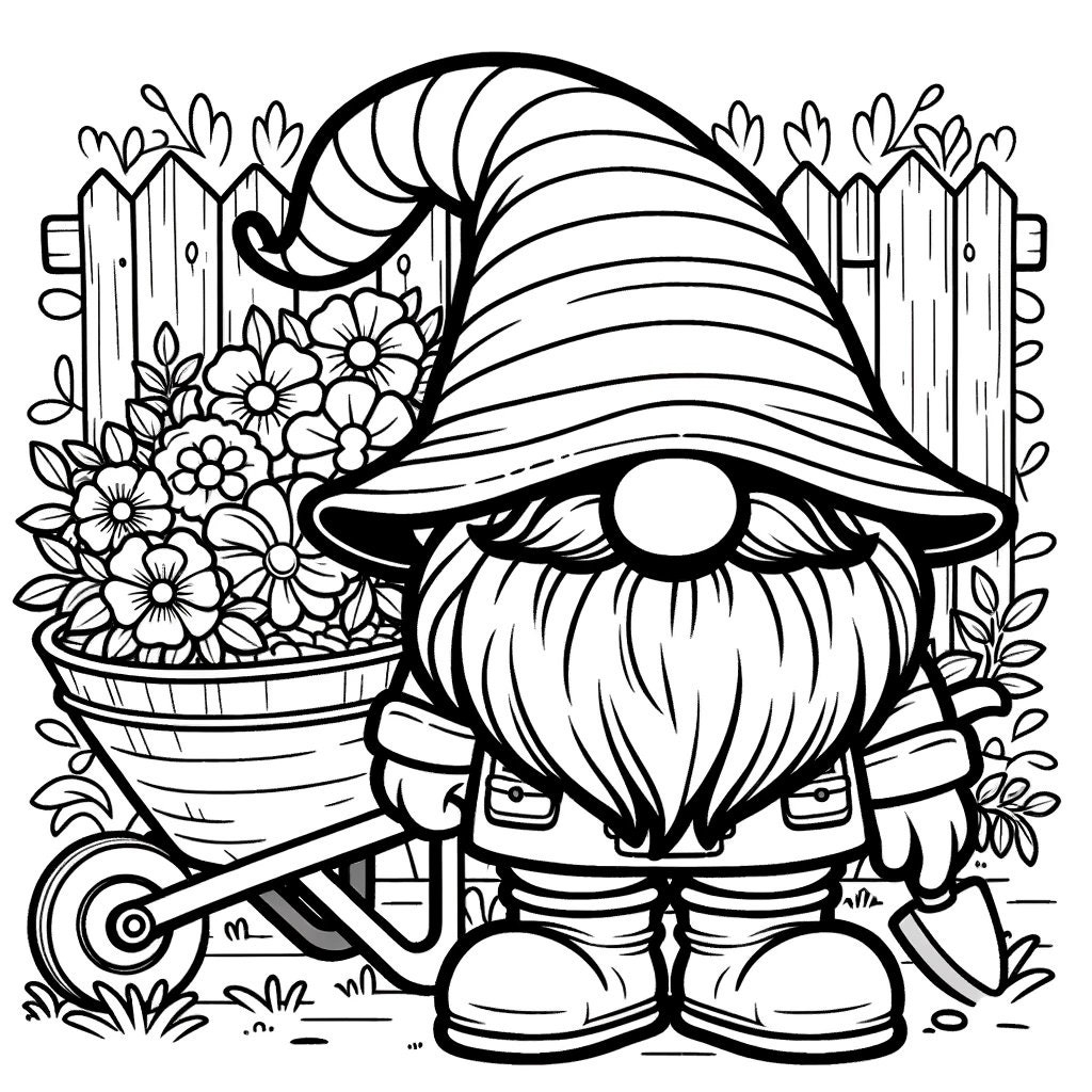 30 Gnome Coloring Pages Enchanted Gnome Coloring Page Fantasy Gnome Coloring Etsy