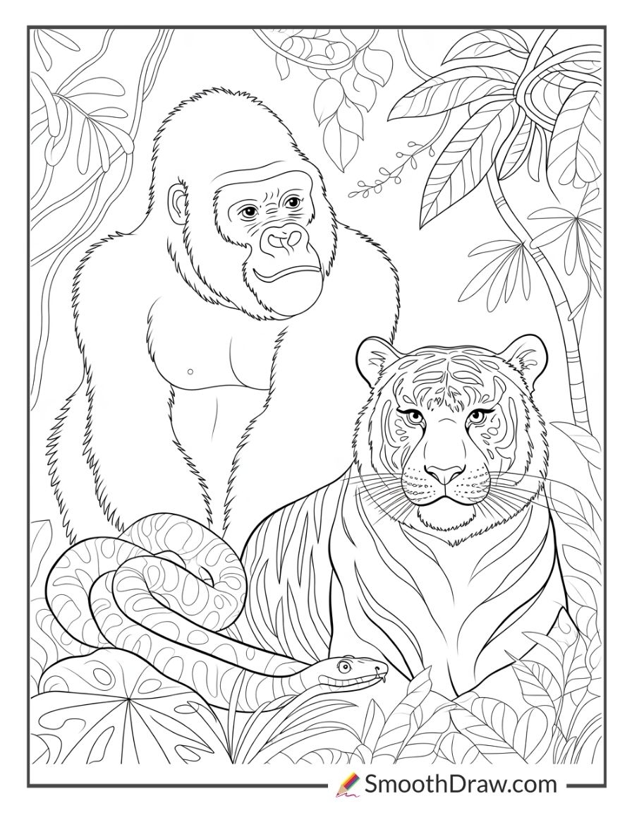 30 Jungle Coloring Pages For Kids Adults Smooth Draw