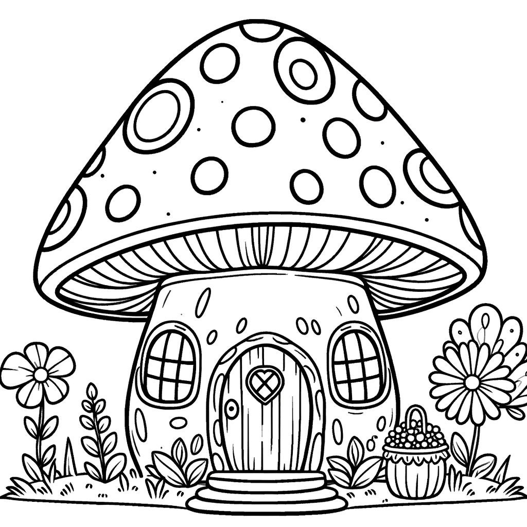 30 Mushroom House Coloring Pages Enchanted Mushroom House Bundle Cute Mushroom House Etsy