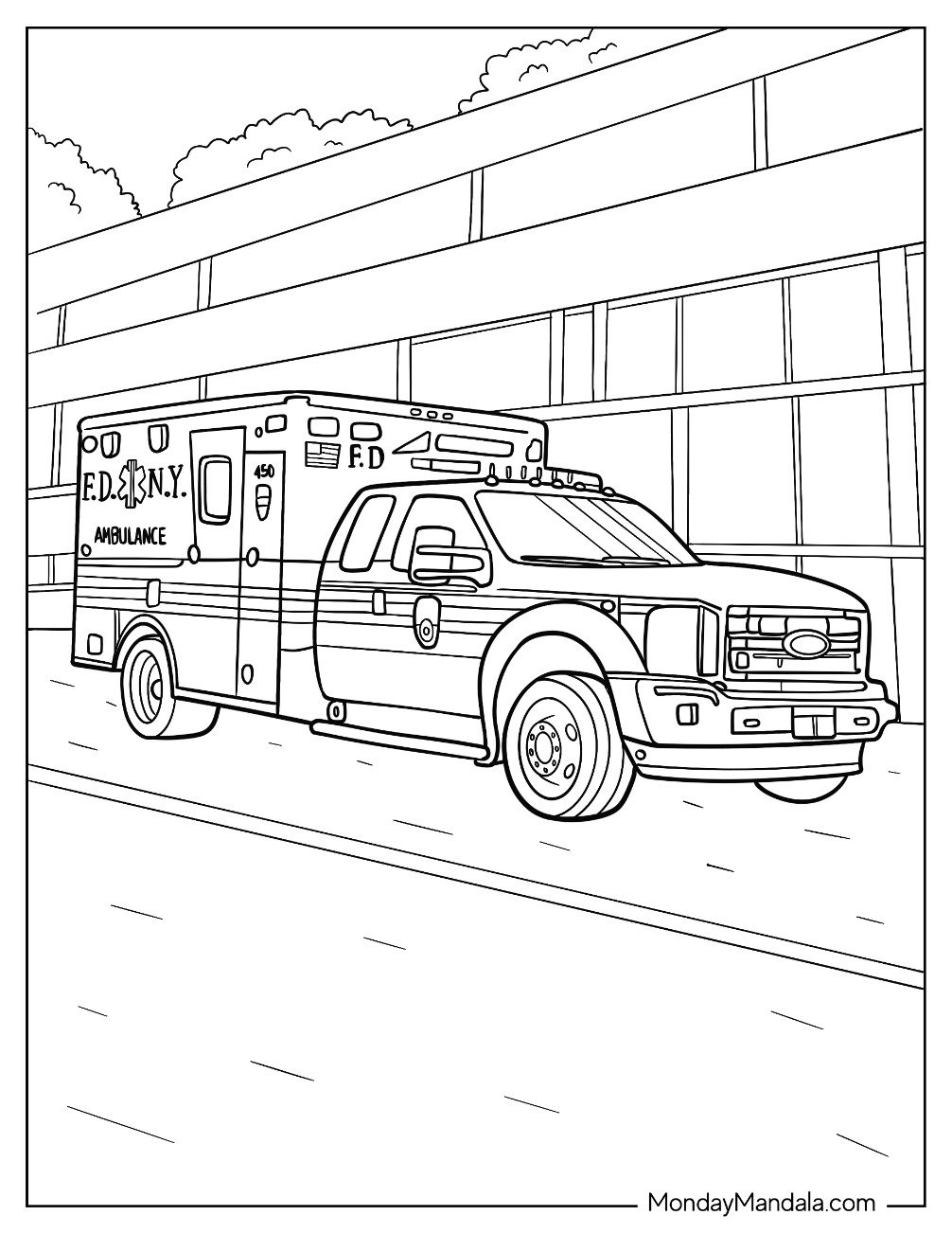 ambulance coloring pages for preschoolers