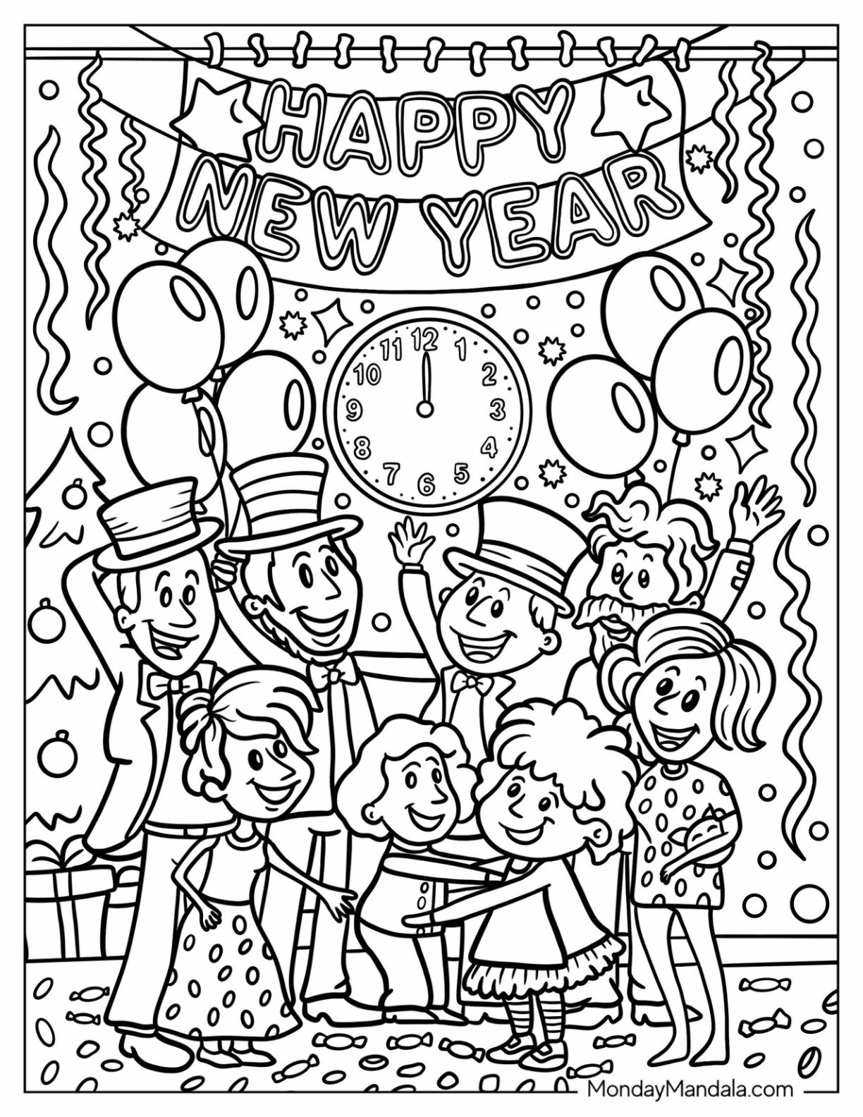 32 New Year Coloring Pages Free PDF Printables