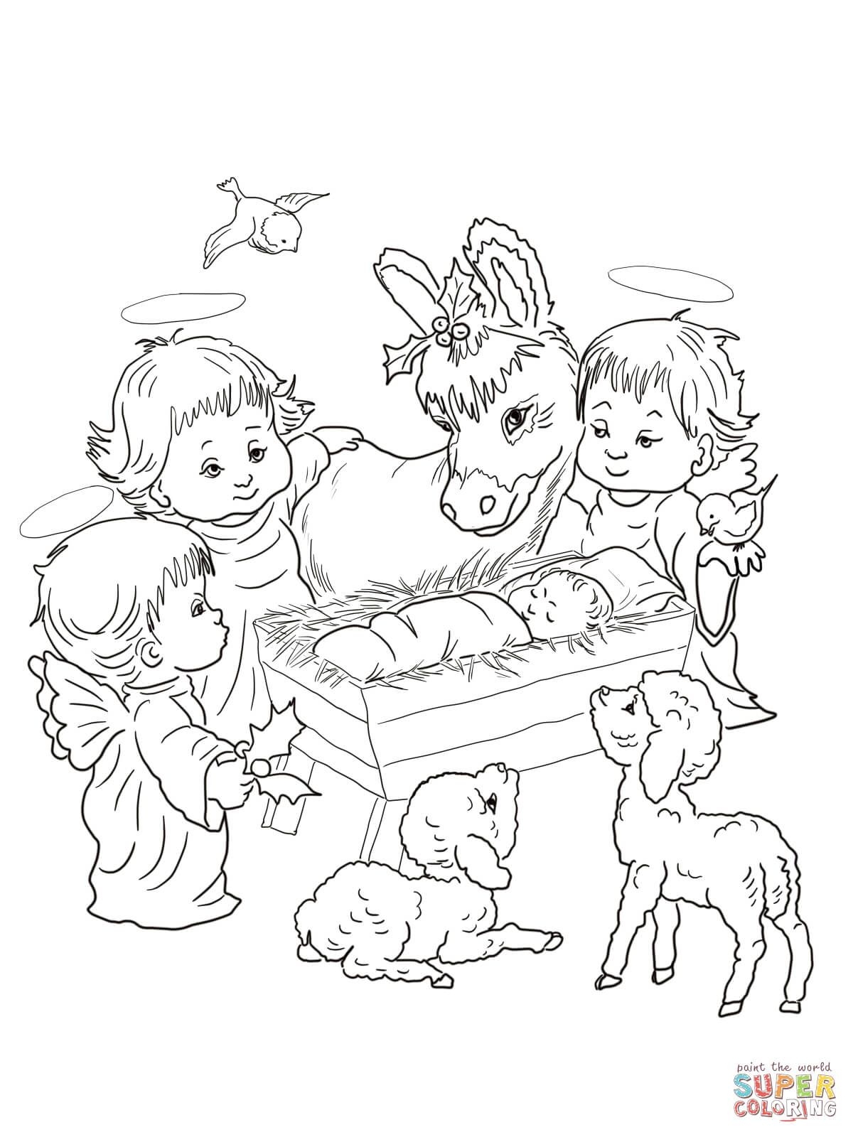 nativity animals coloring pages