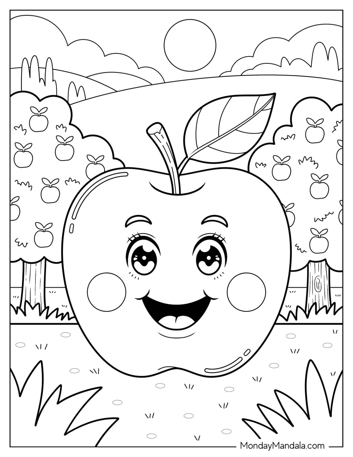 apple tree coloring pages for preschoolers