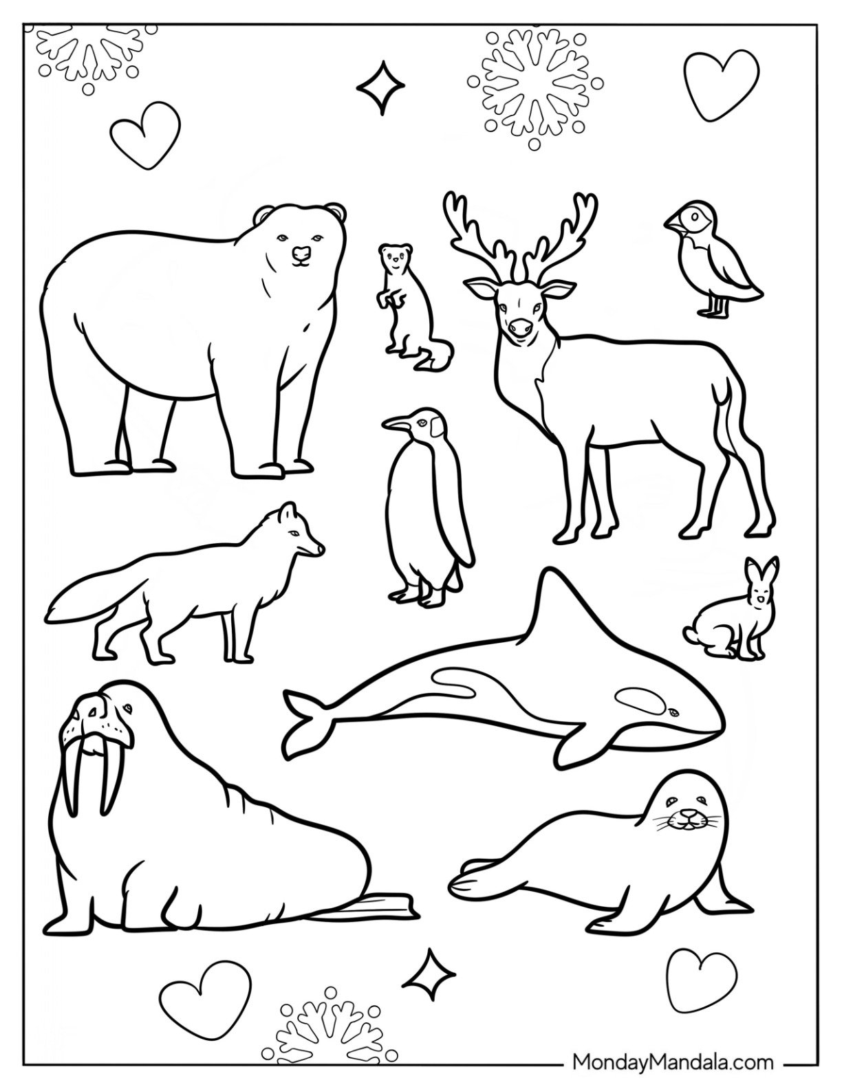 winter animal coloring pages