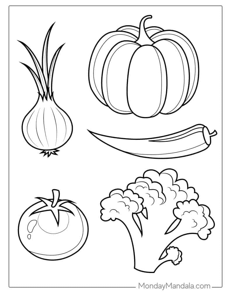 38 Vegetable Coloring Pages Free PDF Printables 