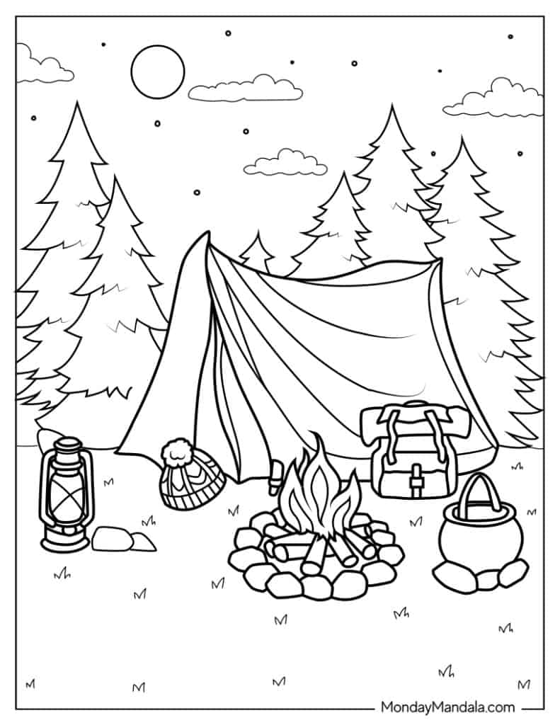 40 Camping Hiking Coloring Pages Free PDF Printables
