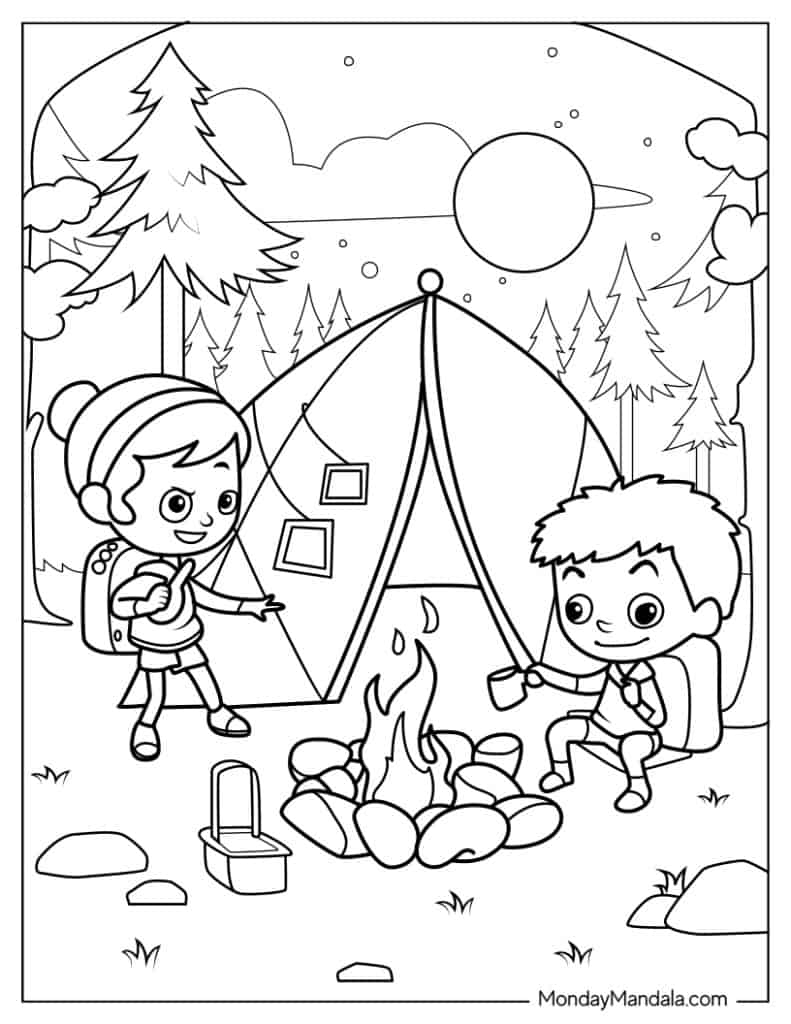 40 Camping Hiking Coloring Pages Free PDF Printables 