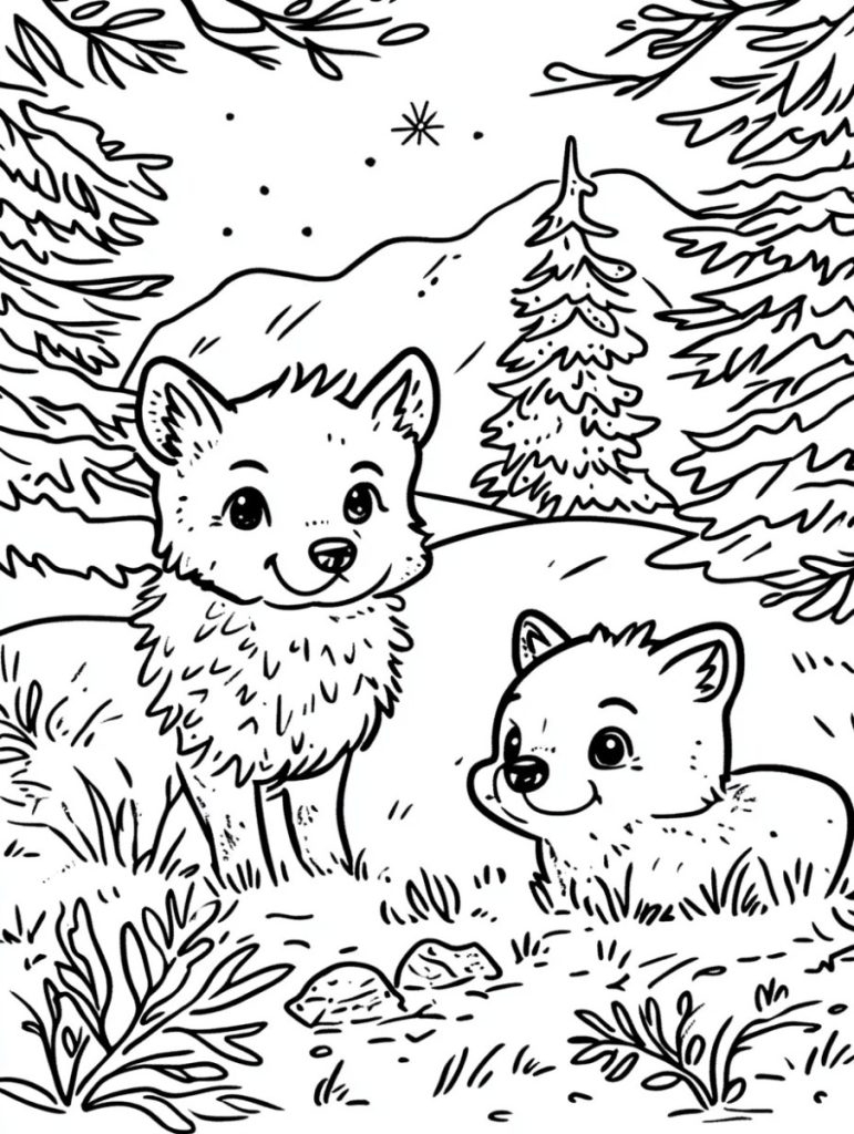 winter coloring pages animals