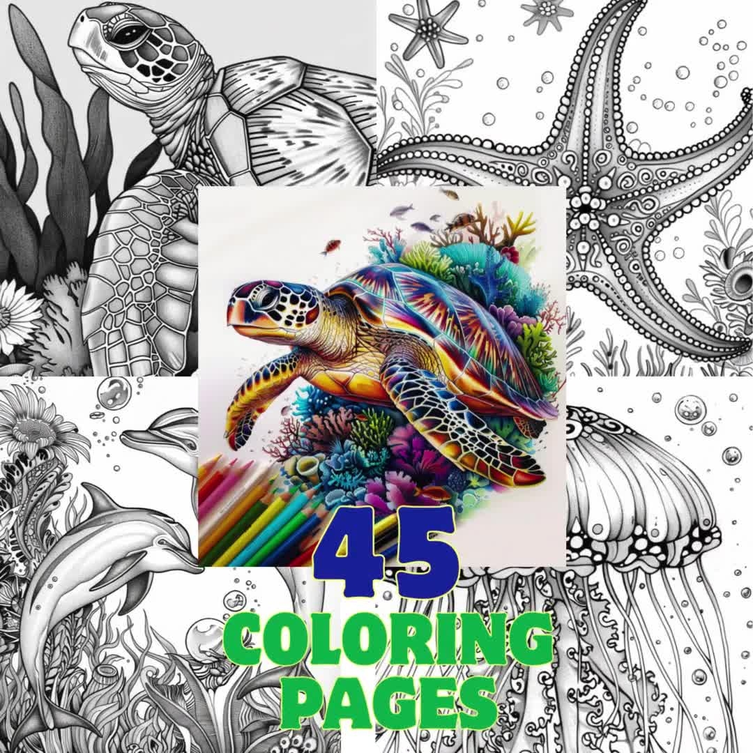 45 Sea Creature Coloring Pages Adult And Kids Coloring Book Animal Underwater Coloring Sheets Instant Download Printable PDF File Etsy