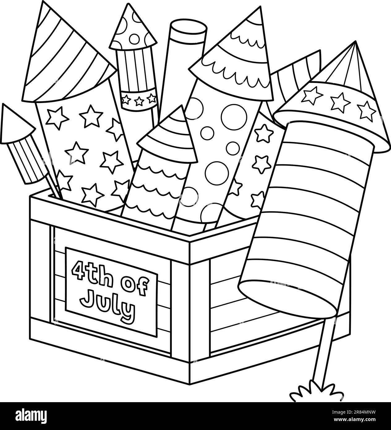 4th Of July Fireworks Isolated Coloring Page Stock Vector Image Art Alamy