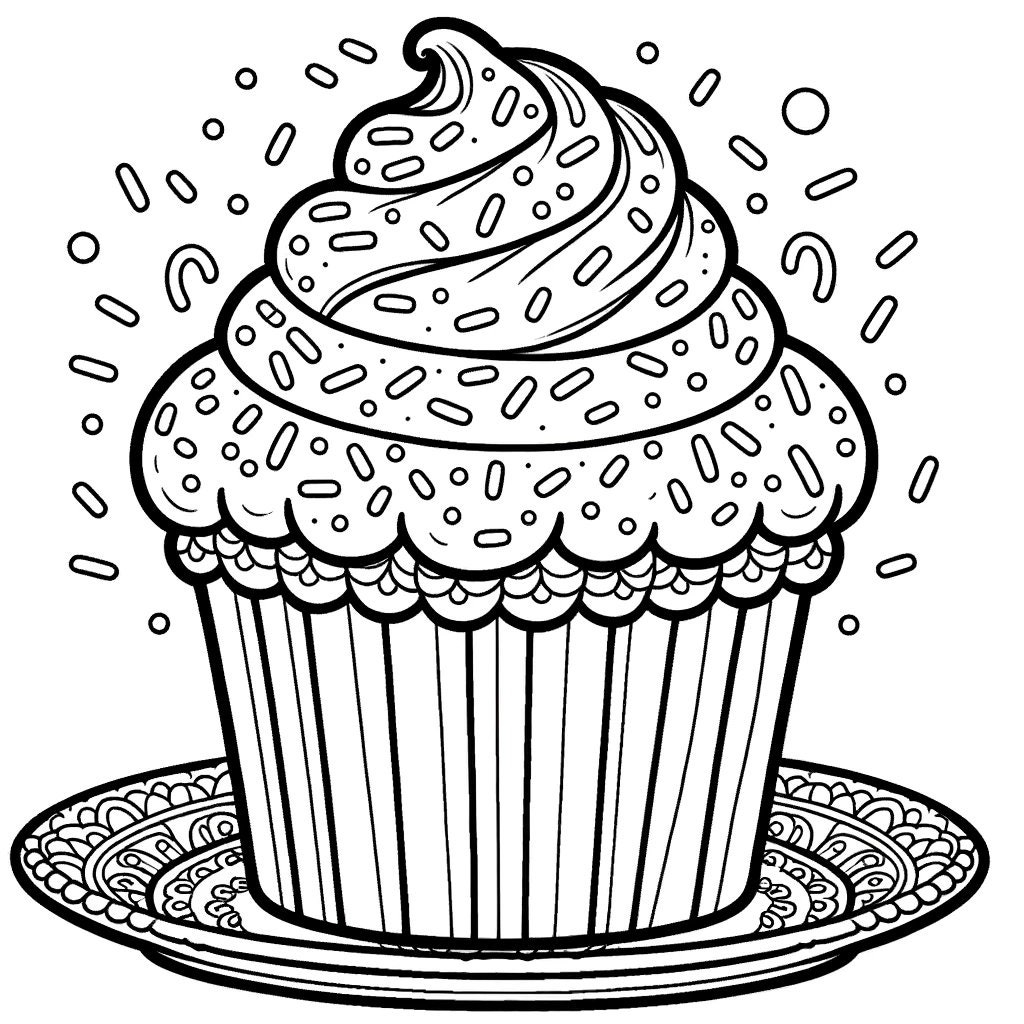 5 Cute Cupcake Coloring Pages Cupcake Coloring Pages Cake Coloring Pages Food Coloring Page Etsy
