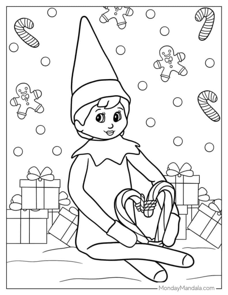 50 Elf Coloring Pages Free PDF PRintables