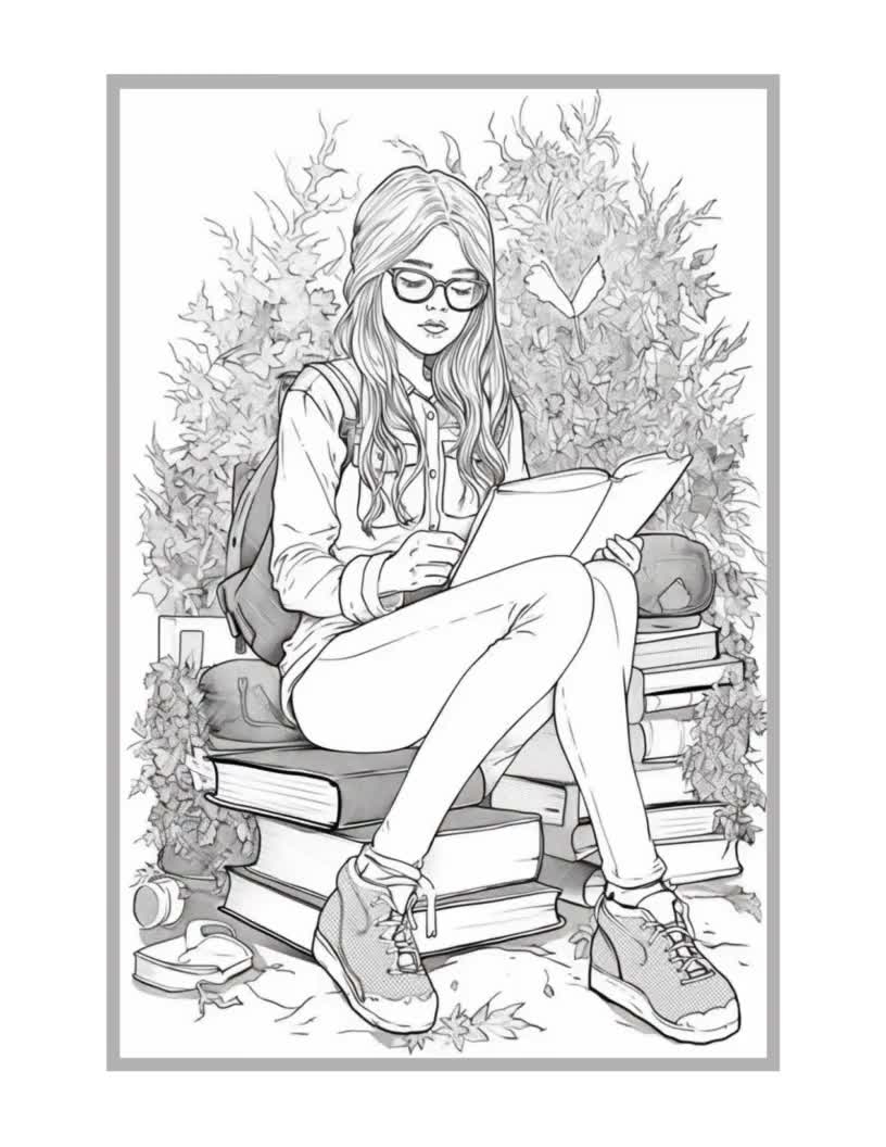 50 Highschool Girls Coloring Pages Teen Fashion Illustrations printable PDF Etsy