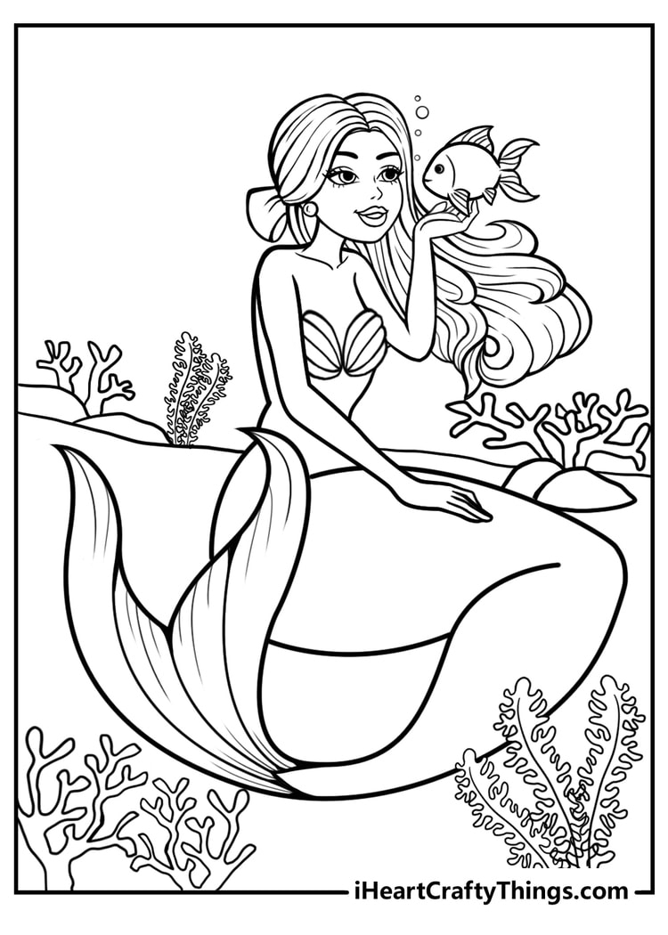 50 Mermaid Coloring Pages Free To Download PDF Printables 