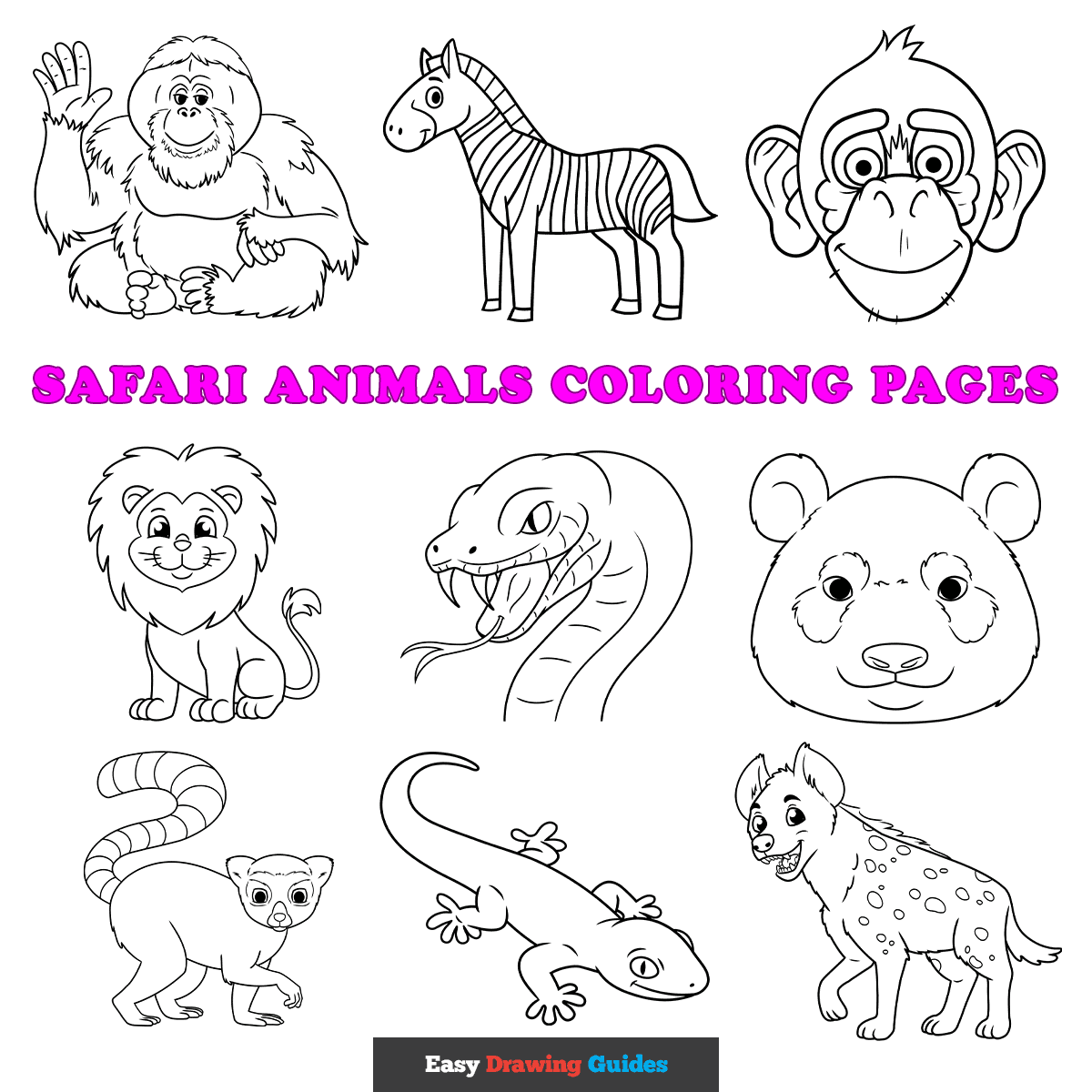 easy jungle animals coloring pages