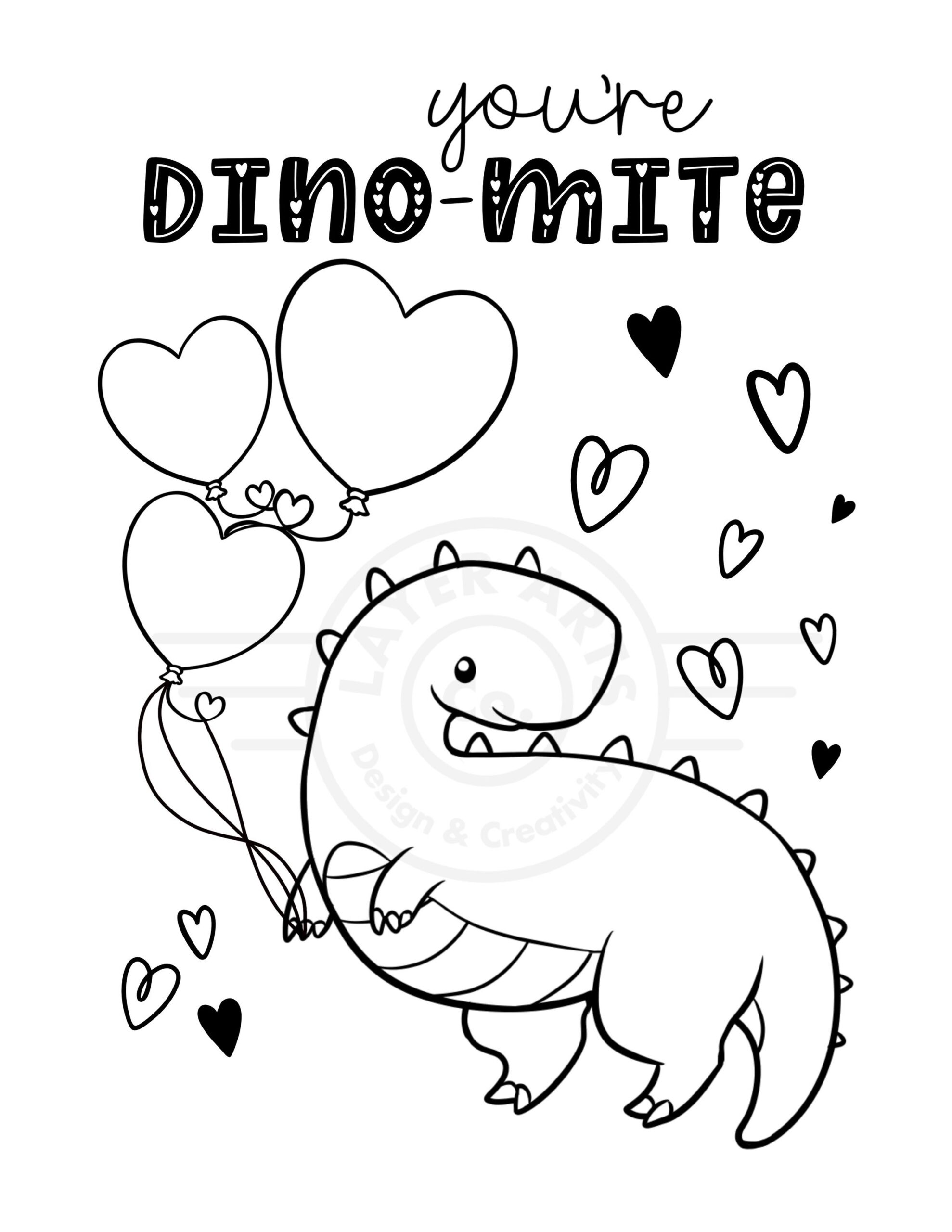 6 Dinosaur Valentine Coloring Pages Etsy