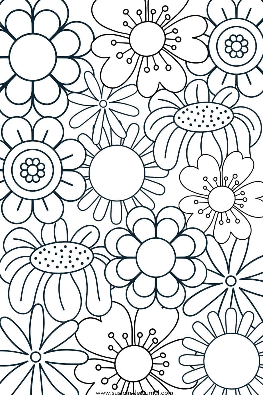 70s Aesthetic Flower Pattern Coloring Page Sustain Life Journal