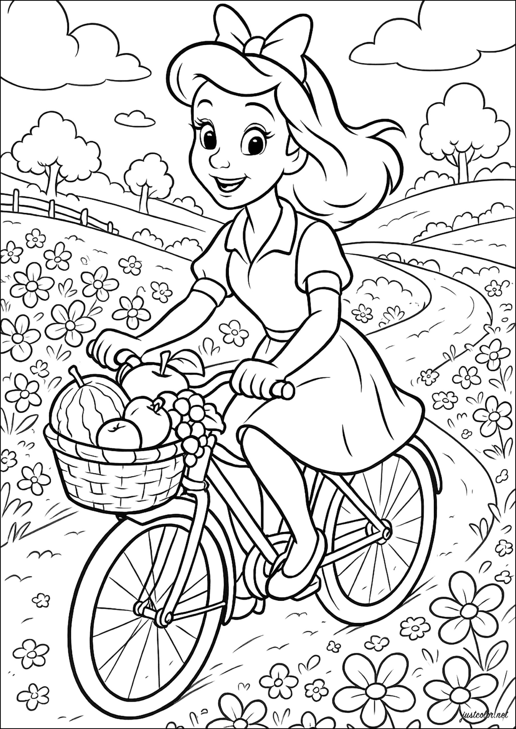 A Joyful Bike Ride Through Nature Spring Coloring Pages