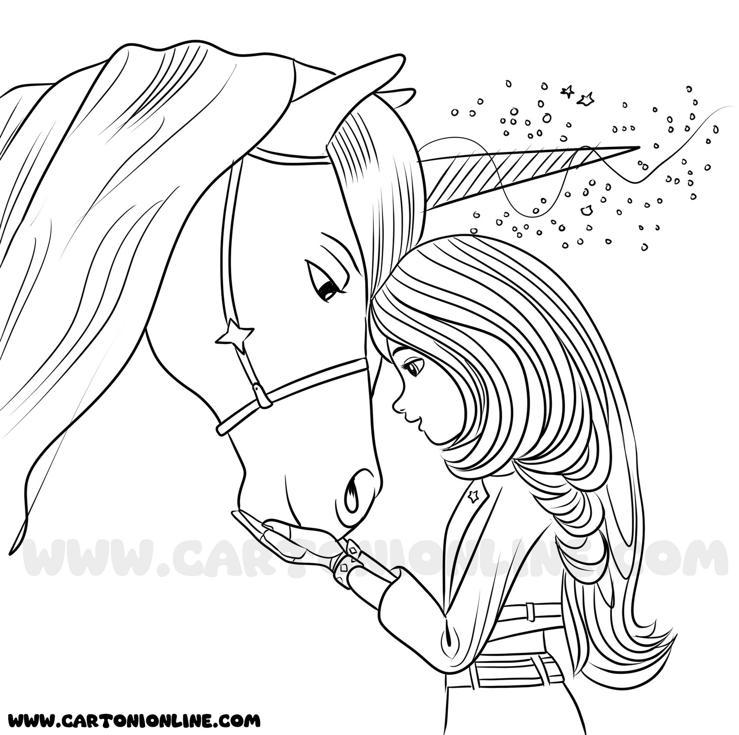 A Tender Moment Between Sophia And Wildstar Unicorn Academy Coloring Page A Tender Moment Between Sophia And Wildstar Unicorn Academy Coloring Page