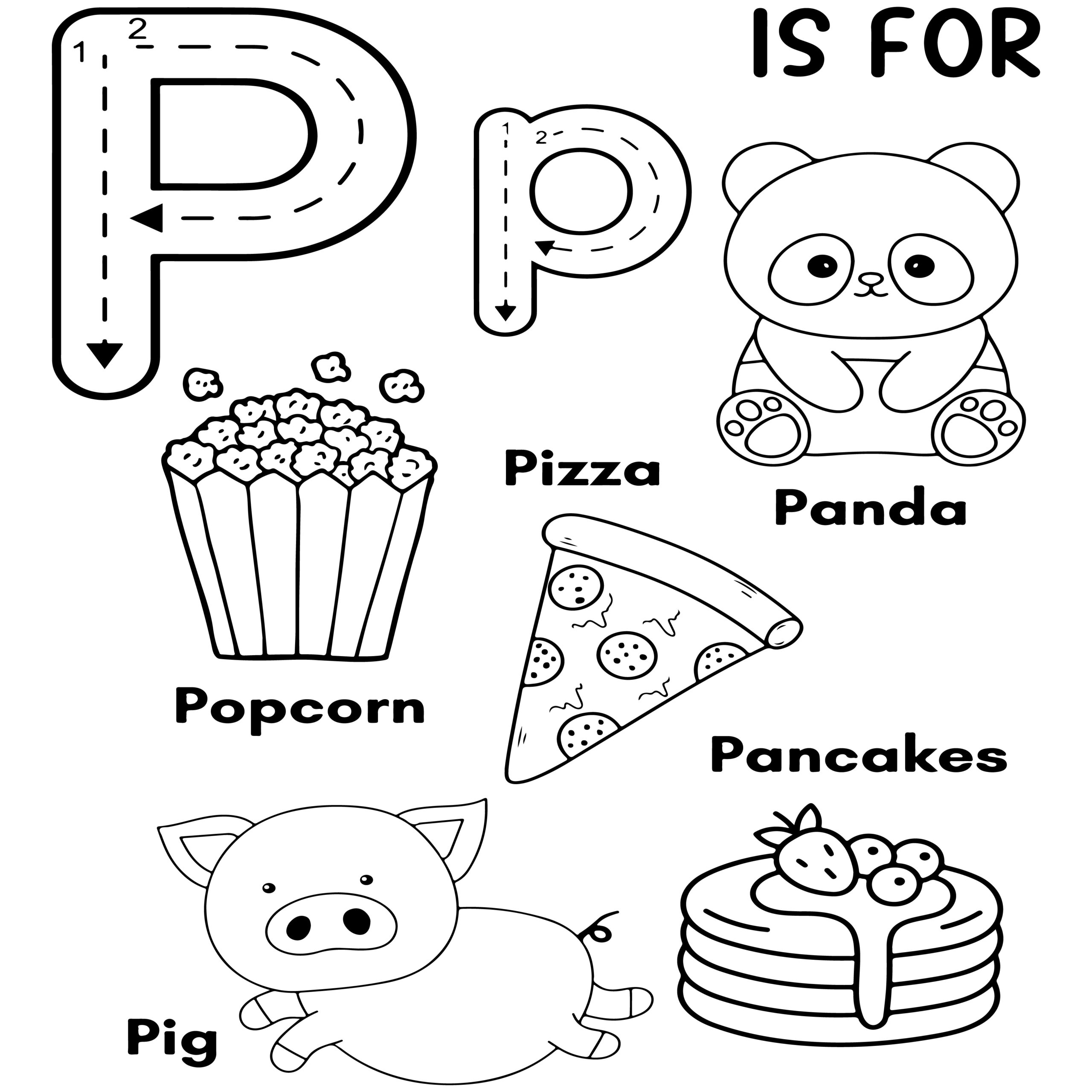 preschool letter p coloring pages