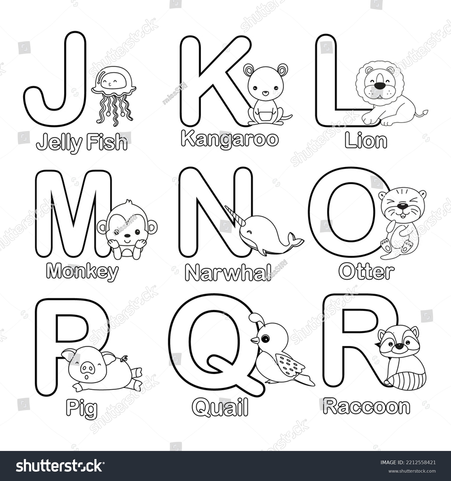 coloring pages of alphabet with animals