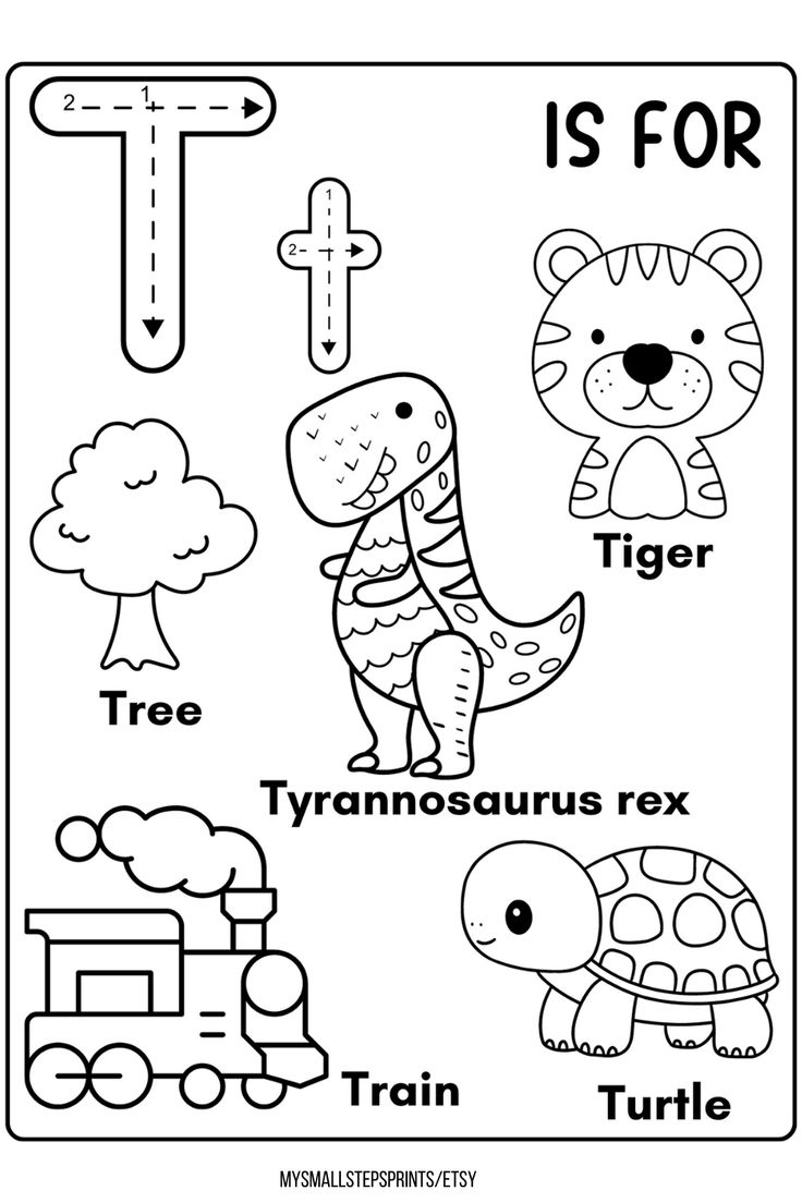 Adorable Letter T Coloring Pages For Preschoolers
