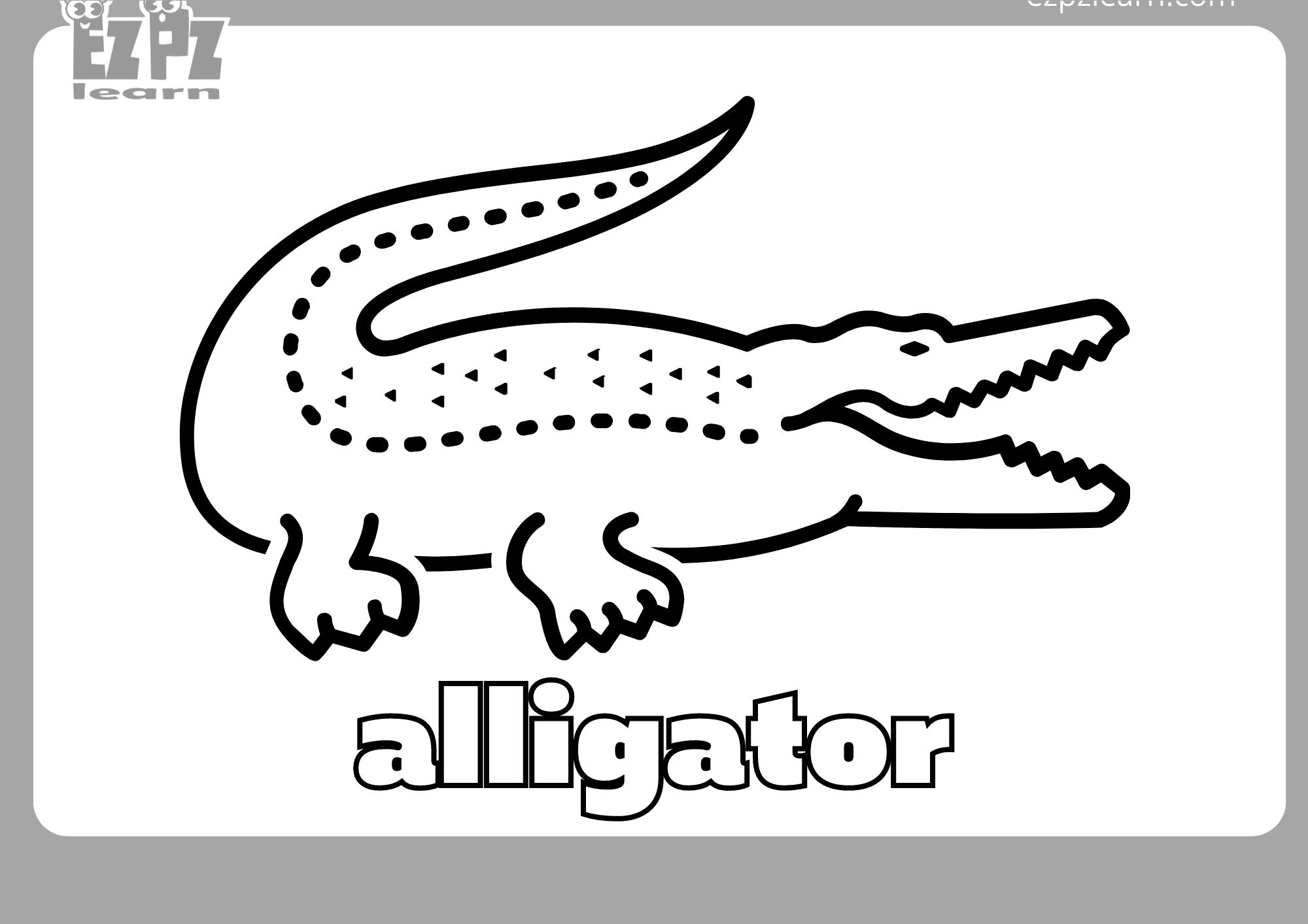 Alligator Coloring Page Ezpzlearn