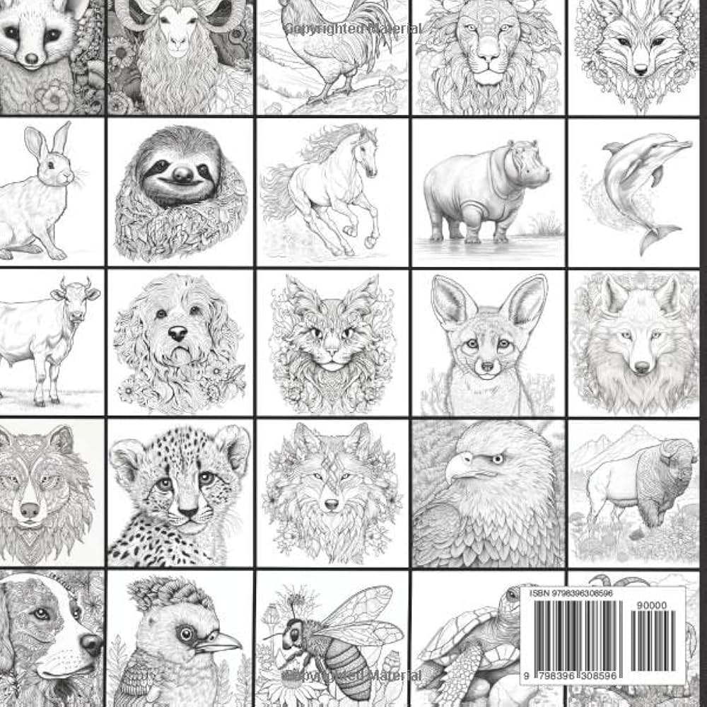 Amazon Animals Adult Coloring Book 9798396308596 Mom Channarin A Books