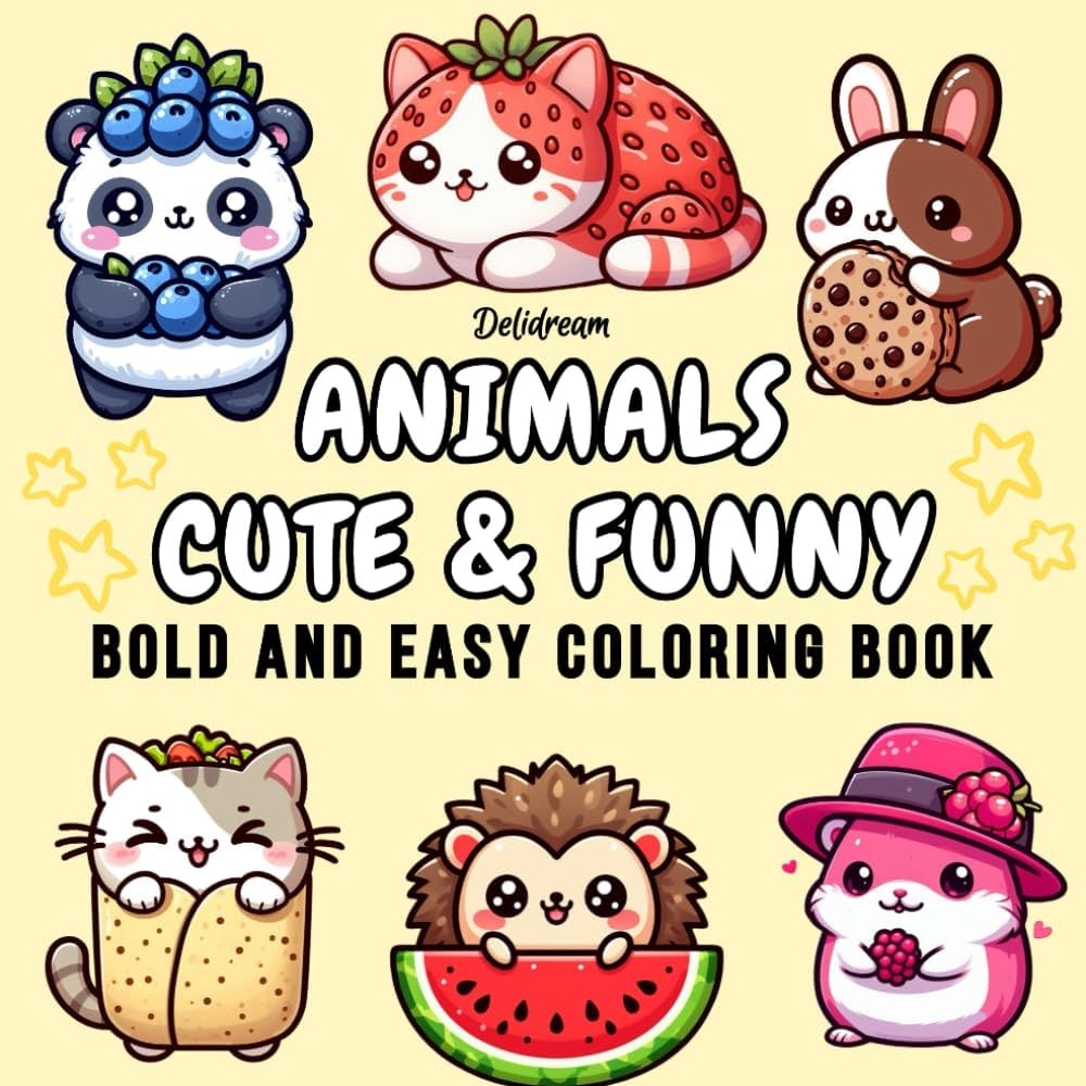 Amazon Animals Cute Funny Bold And Easy Coloring Book For Kids And Adults 35 Relaxing Stress Relieving Designs 9798325136429 Art Delidream Books