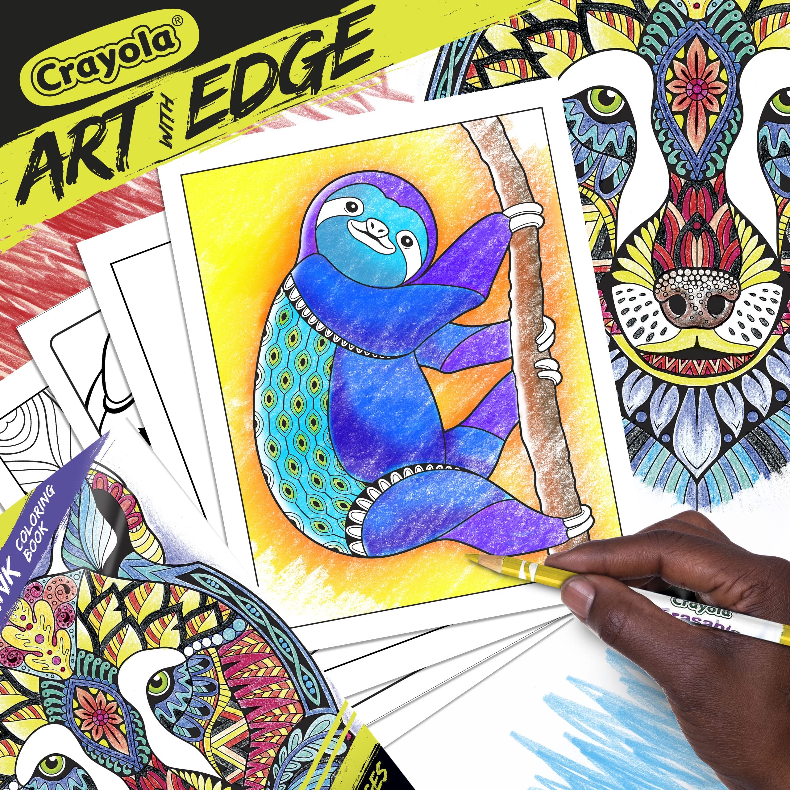 Amazon Crayola Art With Edge Jungle Animal Coloring Pages 40pgs Cute Animals Mandala Designs Teen And Adult Coloring Books Toys Games