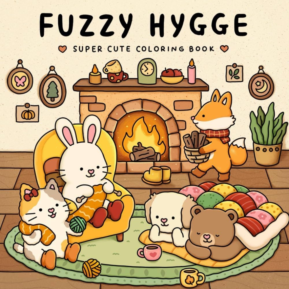 Amazon Fuzzy Hygge Cute And Cozy Coloring Book For Adults Teens Featuring Adorable Animals Characters For Stress Relief Fuzzy Friends Coloring 9798326542144 Tinta Vivi Books