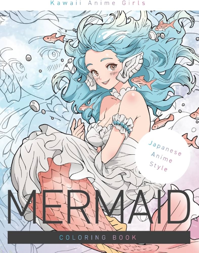 Amazon Mermaid Kawaii Anime Girls Coloring Book Kawaii Anime Girls In Cute Mermaid Coloring Page For Adults And Teens Kawaii Anime Mermaid 9798397755665 Bunko Tsubaki Books