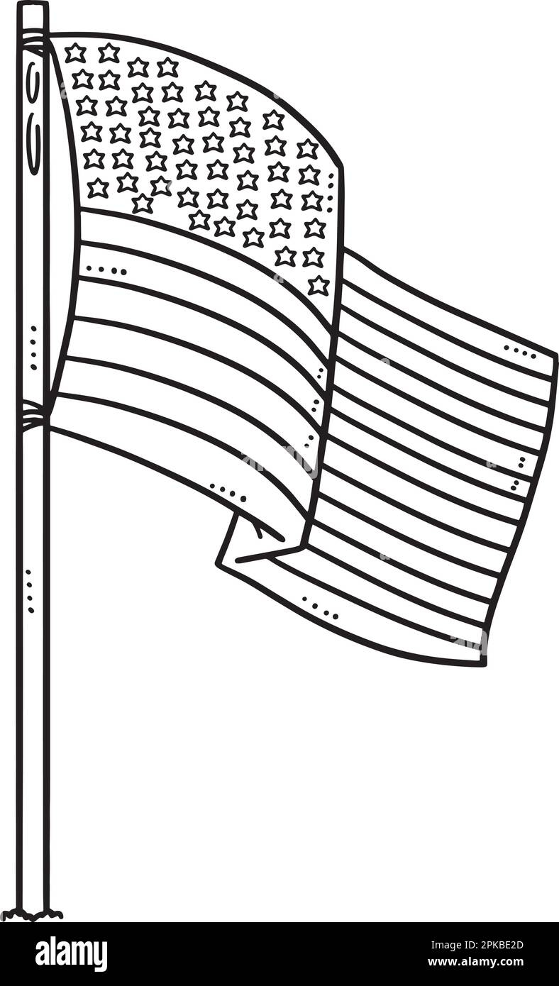 American Flag Isolated Coloring Page For Kids Stock Vector Image Art Alamy
